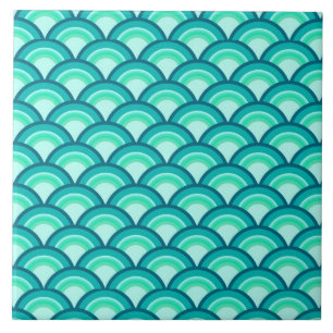 Carreau En Céramique Motif à vagues Art déco - tons turquoise
