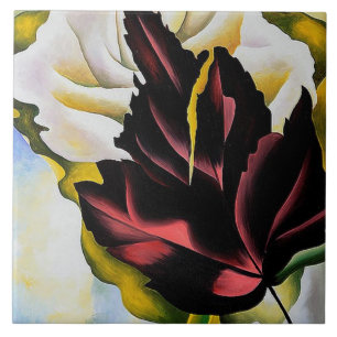 Carreau En Céramique Motif à vie morte de la Feuille Georgia O'Keefe