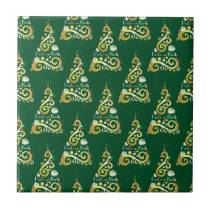 Carreau En Céramique motif Abstrait de Noël vert et or