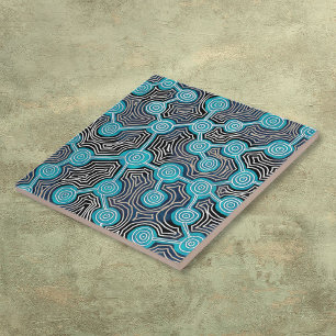Carreau En Céramique Motif abstrait de style aborigène Lignes de vie