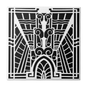 Carreau En Céramique Motif architectural de Deco, noir et blanc