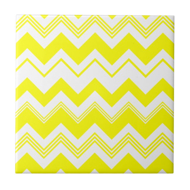 Carreau En Céramique Motif blanc jaune de Chevron (Devant)