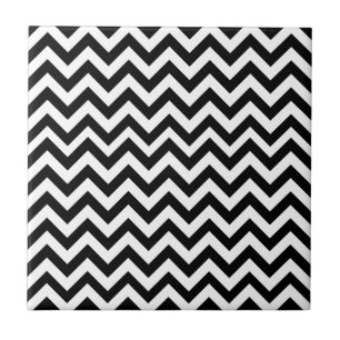 Carreau En Céramique Motif blanc noir de Chevron