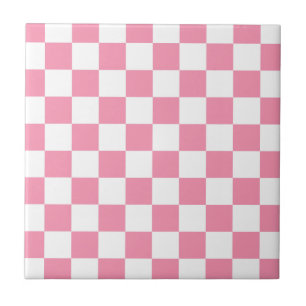 Carreau En Céramique Motif blanc rose de damier