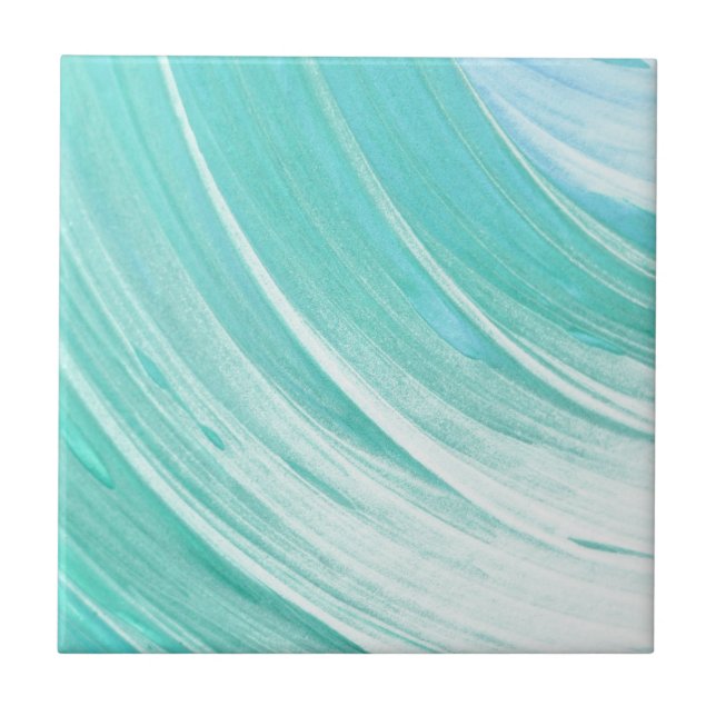 Carreau En Céramique Motif bleu d'aquarelle d'Aqua (Devant)
