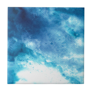 Carreau En Céramique Motif bleu d'aquarelle d'éclaboussure de tache