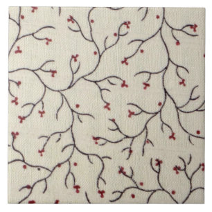 Carreau En Céramique Motif botanique de la branche de baie rouge