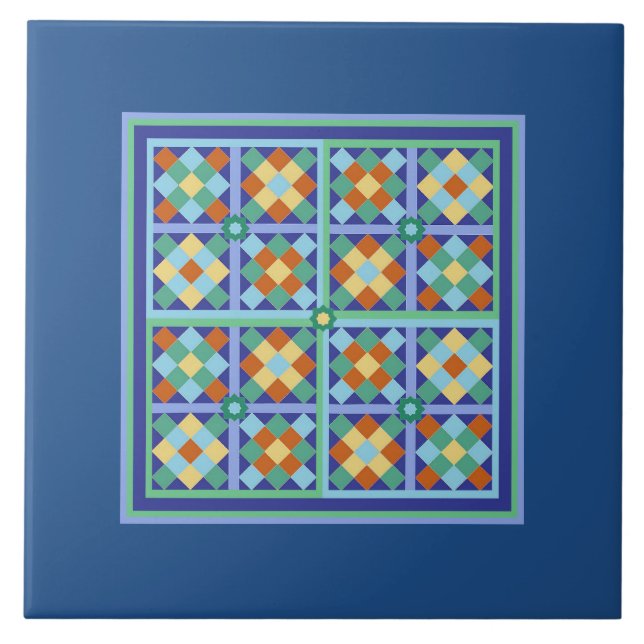 Carreau En Céramique Motif carré marocain (Devant)