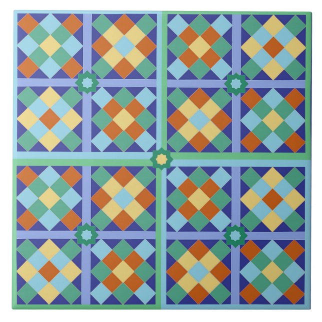 Carreau En Céramique Motif carré marocain (Devant)