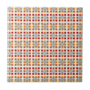 Carreau En Céramique Motif carré moderne géométrique rouge ambre