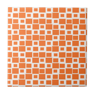 Carreau En Céramique Motif Carré Retro Orange