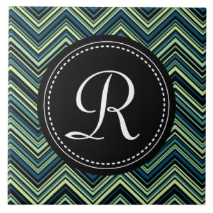 Carreau En Céramique Motif Chevron Tribal Tribal Noir Monogramme