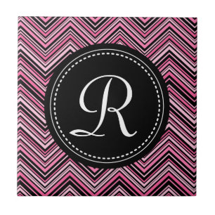 Carreau En Céramique Motif Chevron Tribal Tribal Rose Monogramme