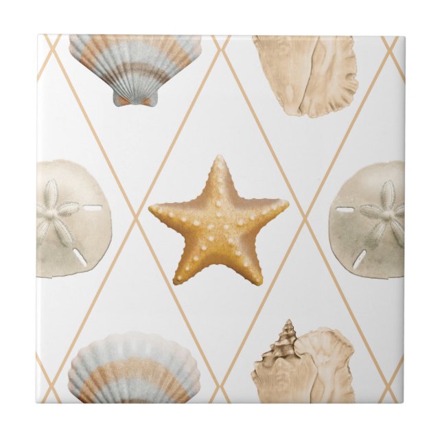 Carreau En Céramique Motif Coastal Decor Seashell (Devant)