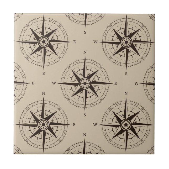 Carreau En Céramique Motif Compass de navigation (Devant)
