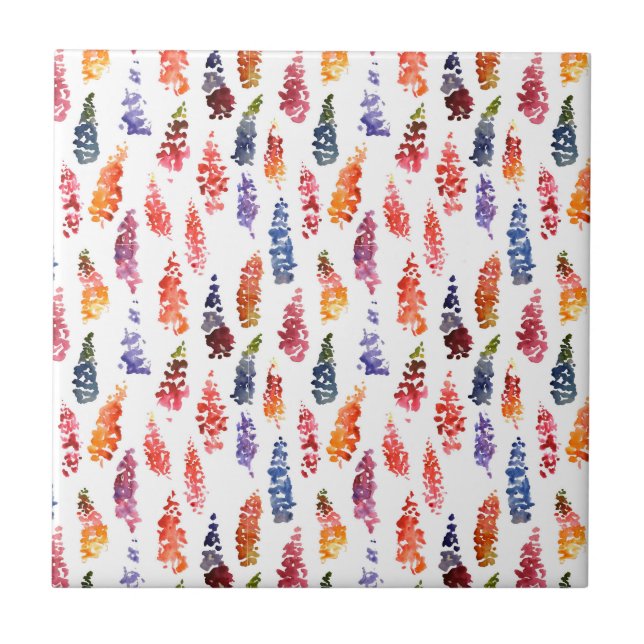 Carreau En Céramique Motif couleur Aquarelle girly lupine fleurs (Devant)