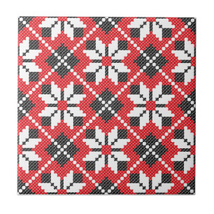 Carreau En Céramique Motif croisé transparent rouge et noir