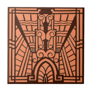 Carreau En Céramique Motif, cuivre et brun architecturaux de Deco