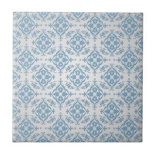 Carreau En Céramique Motif damassé bleu et argent mignon