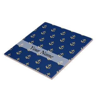 Carreau En Céramique Motif d'ancrage bleu