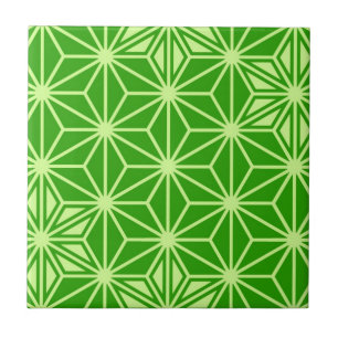 Carreau En Céramique Motif d'Asanoha de Japonais - vert de chaux
