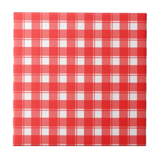 Carreau En Céramique Motif de bandes blanches rouges (Devant)