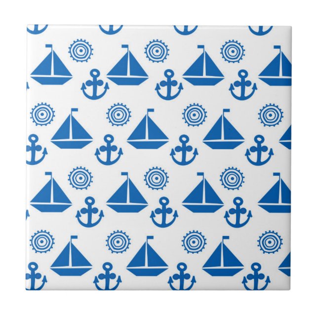 Carreau En Céramique Motif de bateau à voile de bande dessinée (Devant)