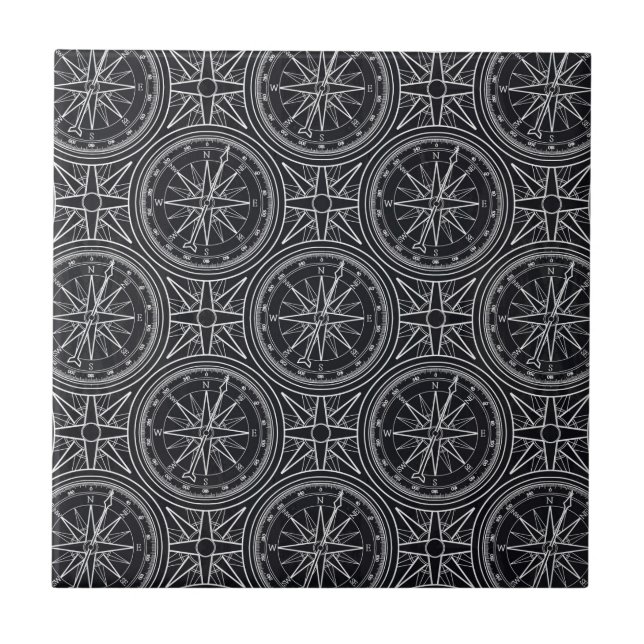 Carreau En Céramique Motif de boussole de rose de vent (Devant)