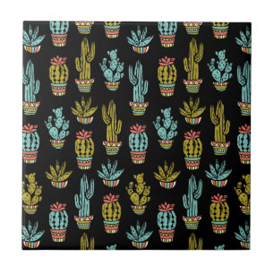 Carreau En Céramique Motif de cactus de grunge foncé