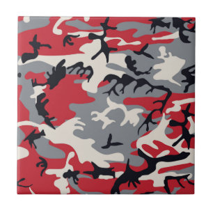 Carreau En Céramique Motif de Camouflage rouge gris