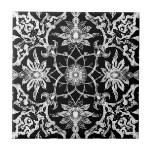 Carreau En Céramique Motif de Chinois de Nouveau d'art - blanc sur le