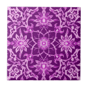 Carreau En Céramique Motif de Chinois de Nouveau d'art - pourpre