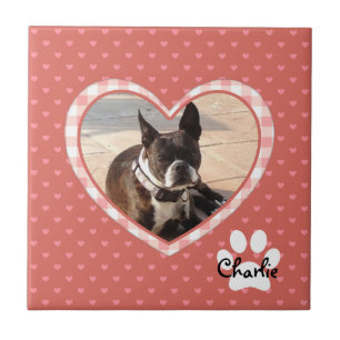 Carreau En Céramique Motif de coeur rose stratifié avec cadre plaqué