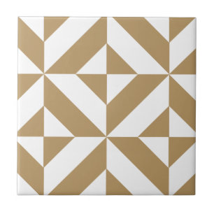Carreau En Céramique Motif de cube géométrique Brown
