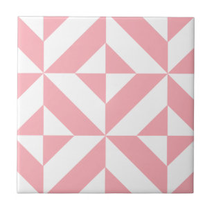 Carreau En Céramique Motif de cube géométrique Melon rose