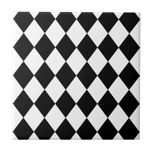 Carreau En Céramique MOTIF de DIAMANT dans le ~ NOIR (Devant)