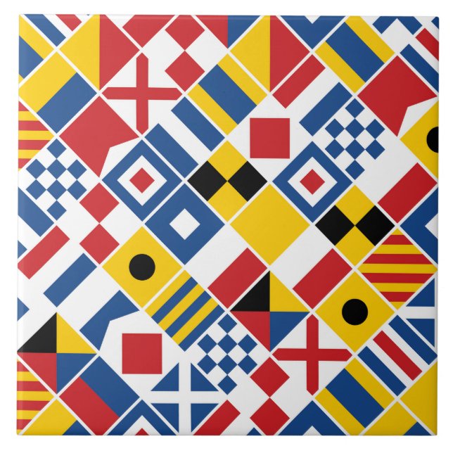 Carreau En Céramique Motif de drapeaux de signal nautique (Devant)