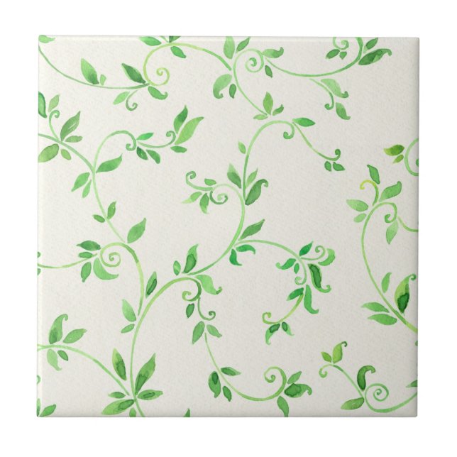 Carreau En Céramique Motif de feuille d'aquarelle (Devant)