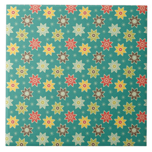 Carreau En Céramique motif de fleur les années 70 rétro
