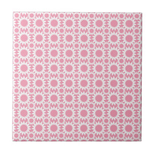 Carreau En Céramique Motif de fleurs d'étoiles mignonnes rose et blanc