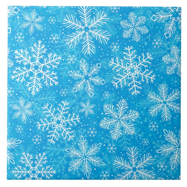 Carreau En Céramique Motif de flocons blancs (Devant)