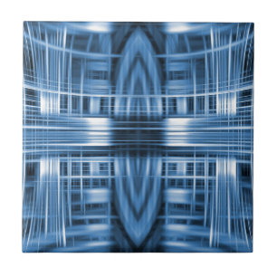 Carreau En Céramique Motif de flou de vitesse bleu et blanc
