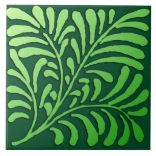 Carreau En Céramique Motif de fougère d'art déco - nuances de vert
