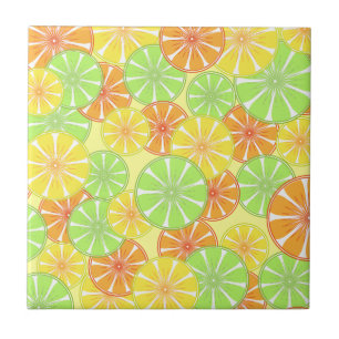 Carreau En Céramique Motif de fruits d'agrumes frais d'été