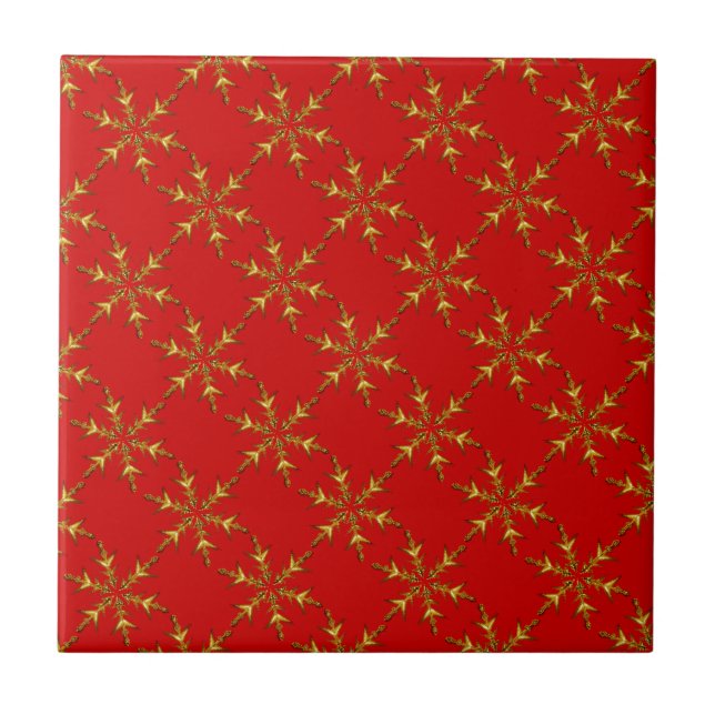 Carreau En Céramique Motif de Fun Golden Snowflake (Devant)