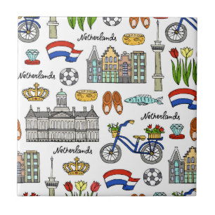 Carreau En Céramique Motif de griffonnage de Netherland