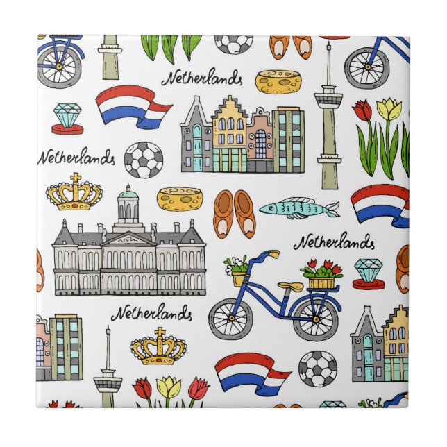 Carreau En Céramique Motif de griffonnage de Netherland (Devant)