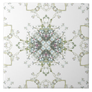 Carreau En Céramique Motif de kaléidoscope de myosotis des marais