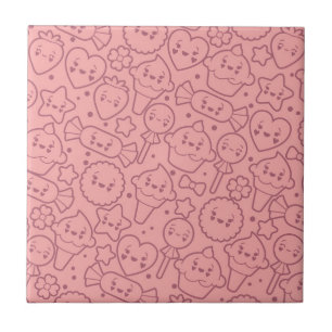 Carreau En Céramique Motif de Kawaii avec les gâteaux mignons