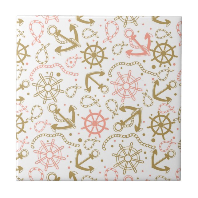 Carreau En Céramique Motif de la Ancre d'or (Devant)